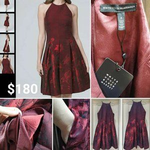 WHBM  FLORAL-JACQUARD FIT-AND-FLARE DRESS